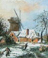 Copy of a winter landscape by Meorman. Size: 58x45mm